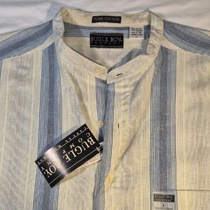 NWT Bugle Boy Blue and Cream Short Sleeve Button Down Shirt